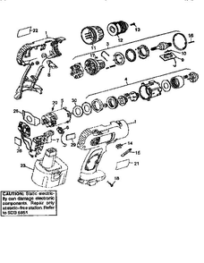 Unit Parts Diagram and Parts List for D962K2-04  DeWALT Electric Drill