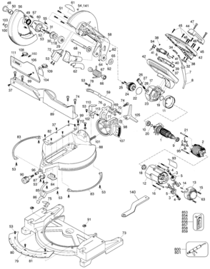 Page A Diagram and Parts List for DW705-35 3 DeWALT Miter Saw