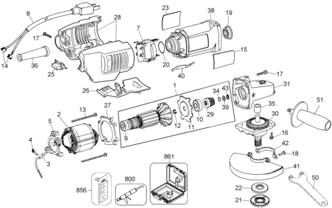 Page A Diagram and Parts List for DW402K 6 DeWALT Grinder