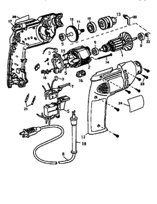 Unit Parts Diagram and Parts List for D100-04 Type 2 DeWALT Electric Drill
