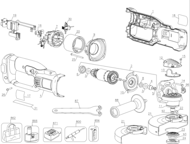 Page A Diagram and Parts List for DC411KA-AR 1 DeWALT Chop Saw