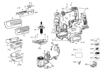 Part Location Diagram of DCB612 DeWALT Flexvolt Battery