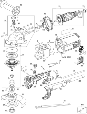 Page A Diagram and Parts List for DWE4517W 3 DeWALT Grinder