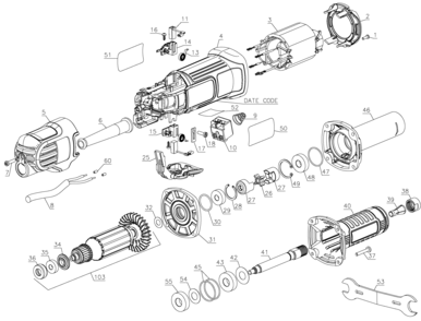 Page A Diagram and Parts List for DWE4887N 2 DeWALT Grinder