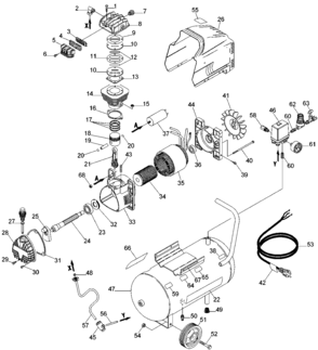 Default Diagram and Parts List for H11967FB2 Type 1 DeWALT Compressor