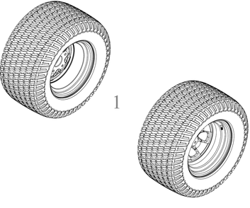 Wheels - Rear Diagram and Parts List for DXGZ254P (47AKBCA7038)(2022) DeWALT Lawn Tractor