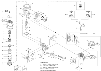 Default Diagram and Parts List for DW325C Type 1 DeWALT Nailer