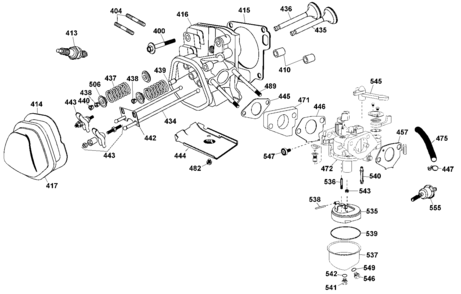 Carburetor & Cylinder Head Diagram and Parts List for DG3000C Type 1 DeWALT Generator