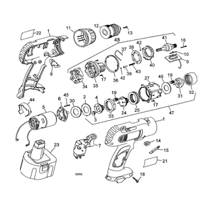 Drill Housing Diagram and Parts List for DW954TY2  DeWALT Drill