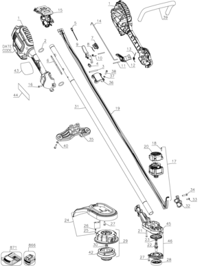 Page A Diagram and Parts List for DCST920P1 1 DeWALT Trimmer