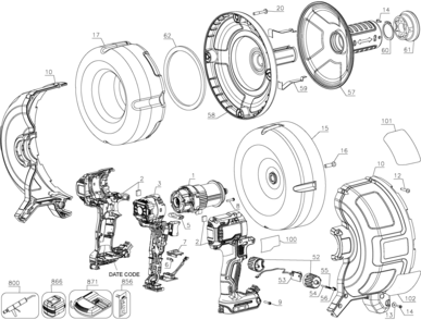 Part Location Diagram of N399342 DeWALT FWD/REV BUTTON