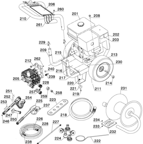 Default Diagram and Parts List for DP3750IC Type 1 DeWALT Pressure Washer