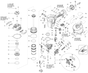 Default Diagram and Parts List for DWFP12658 Type 1 DeWALT Nailer