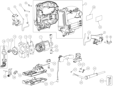 Page A Diagram and Parts List for DW300-B3 10 DeWALT Jig Saw
