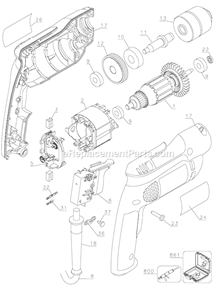 Page A Diagram and Parts List for D21007 Type 3 DeWALT Electric Drill