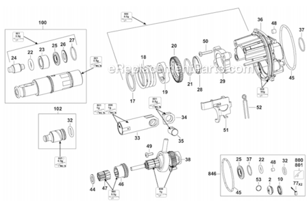 Page A Diagram and Parts List for D25023K Type 1 DeWALT Hammer Drill