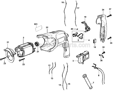 Page A Diagram and Parts List for D25101 Type 1 DeWALT Hammer Drill