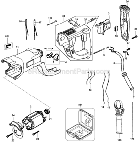 Page B Diagram and Parts List for D25213 Type 1 DeWALT Hammer Drill