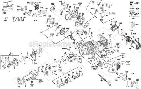 Page A Diagram and Parts List for D25980 Type 1 DeWALT Hammer Drill