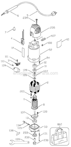 Page A Diagram and Parts List for D26670 Type 1 DeWALT Laminate Trimmer