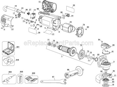 Part Location Diagram of 623586-00SV DeWALT Gear Case Assembly