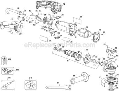 Page A Diagram and Parts List for D28115 Type 1 DeWALT Angle Grinder