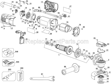 Page A Diagram and Parts List for D28131 Type 1 DeWALT Angle Grinder