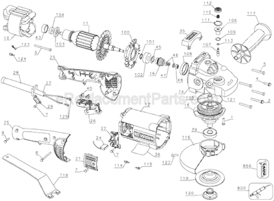 Page A Diagram and Parts List for D28474W Type 2 DeWALT Angle Grinder