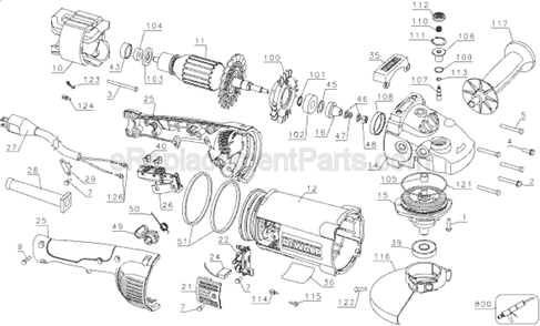 Page A Diagram and Parts List for D28499X Type 1 DeWALT Angle Grinder
