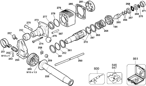 Default Diagram and Parts List for DW530K Type 103 DeWALT Hammer Drill