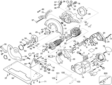 Page A Diagram and Parts List for DW389-B2 2 DeWALT Circular Saw