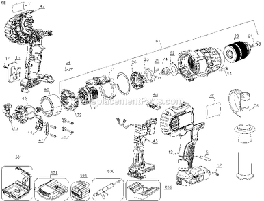 Page A Diagram and Parts List for DCD985B Type 2 DeWALT Hammer Drill