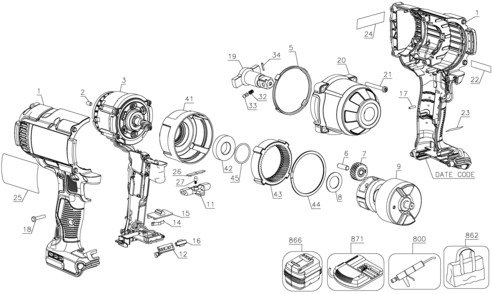 Page A Diagram and Parts List for DCF899M1 1 DeWALT Wrench
