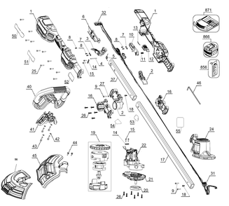 Exploded Diagram B Diagram and Parts List for DCST922B Type 2 DeWALT Trimmer
