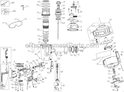 Page A Diagram and Parts List for D51321 Type 1 DeWALT Nailer