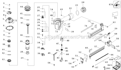 Page A Diagram and Parts List for D51420K Type 1 DeWALT Nailer