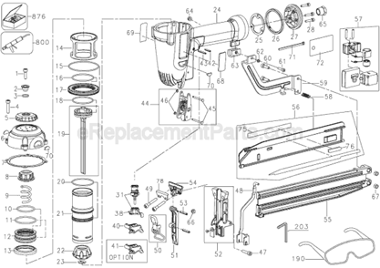 Page A Diagram and Parts List for D51430 Type 2 DeWALT Nailer
