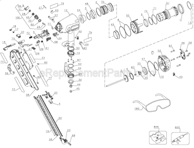 Page A Diagram and Parts List for D51823 Type 2A DeWALT Nailer