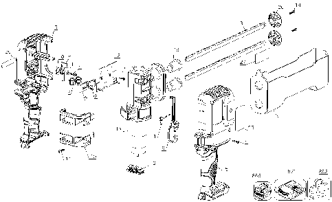 Exploded Diagram A Diagram and Parts List for DCE593B Type 1 DeWALT Glue Gun