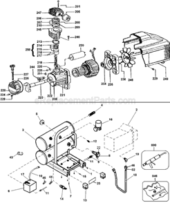 Page A Diagram and Parts List for D55153 Type 1 DeWALT Compressor