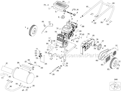 Page B Diagram and Parts List for D55684 Type 1 DeWALT Compressor