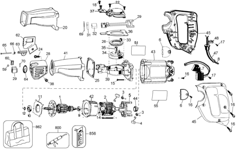 Page A Diagram and Parts List for DW303MC 3 DeWALT Reciprocating Saw