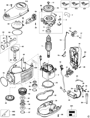 Default Diagram and Parts List for D25940KAR Type 2 DeWALT Hammer
