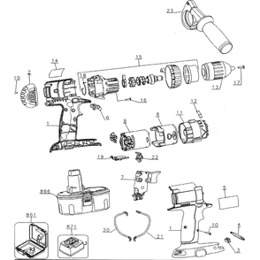 Part Location Diagram of DW9096 DeWALT Battery