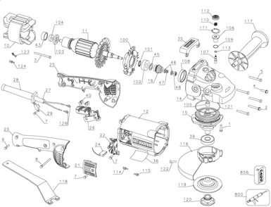 Page A Diagram and Parts List for D28474WB3 1 DeWALT Angle Grinder