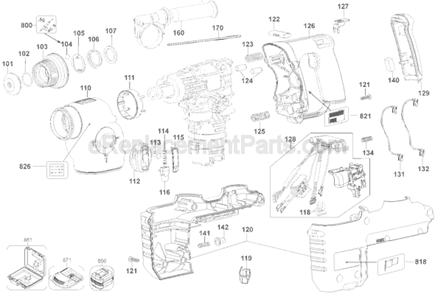 Part Location Diagram of DC9280 DeWALT Battery Pack