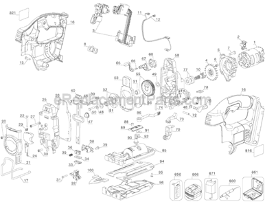 Page A Diagram and Parts List for DC318  DeWALT Jig Saw