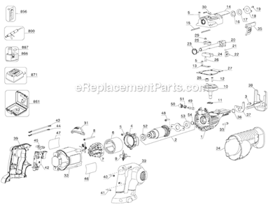 Page A Diagram and Parts List for DC385K-BR Type 2 DeWALT Reciprocating Saw