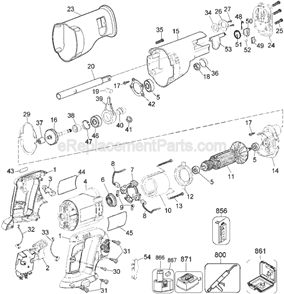 Page A Diagram and Parts List for DC385K Type 1 DeWALT Reciprocating Saw