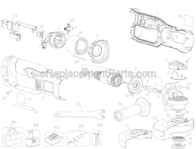 Page A Diagram and Parts List for DC411  DeWALT Chop Saw